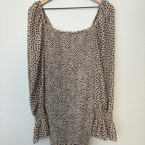Princess Polly Women Brown Leopard Mini Dress Longsleeve Ruffle Cocktail Size 8 - Picture 6 of 7